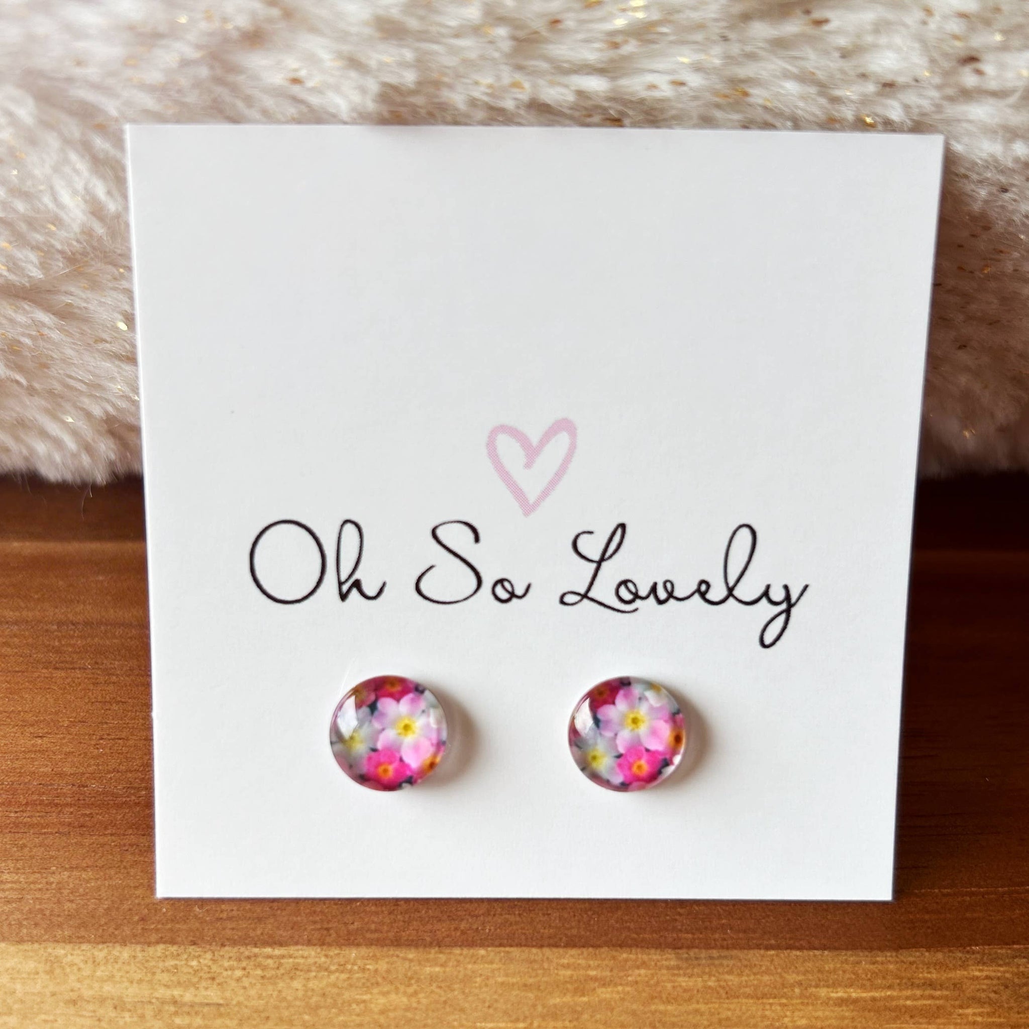 Spring Pink Floral Stud Earrings