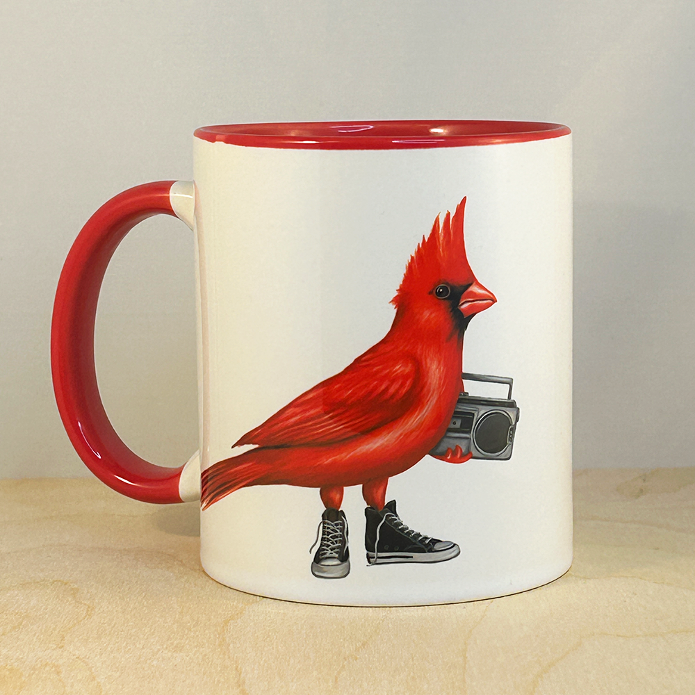 Cardinal Wearing Converse Mug