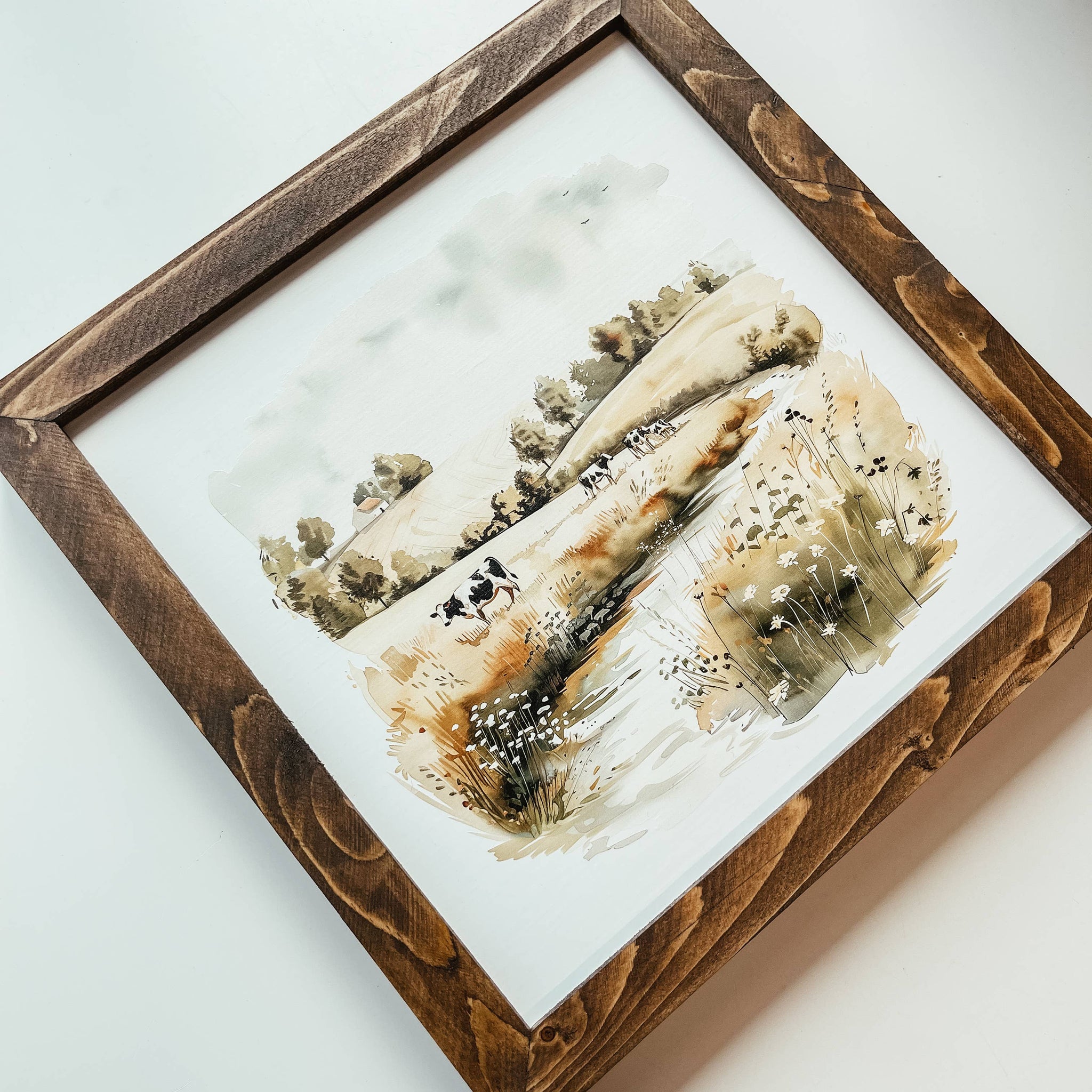 Watercolour Cows Framed Wood Sign