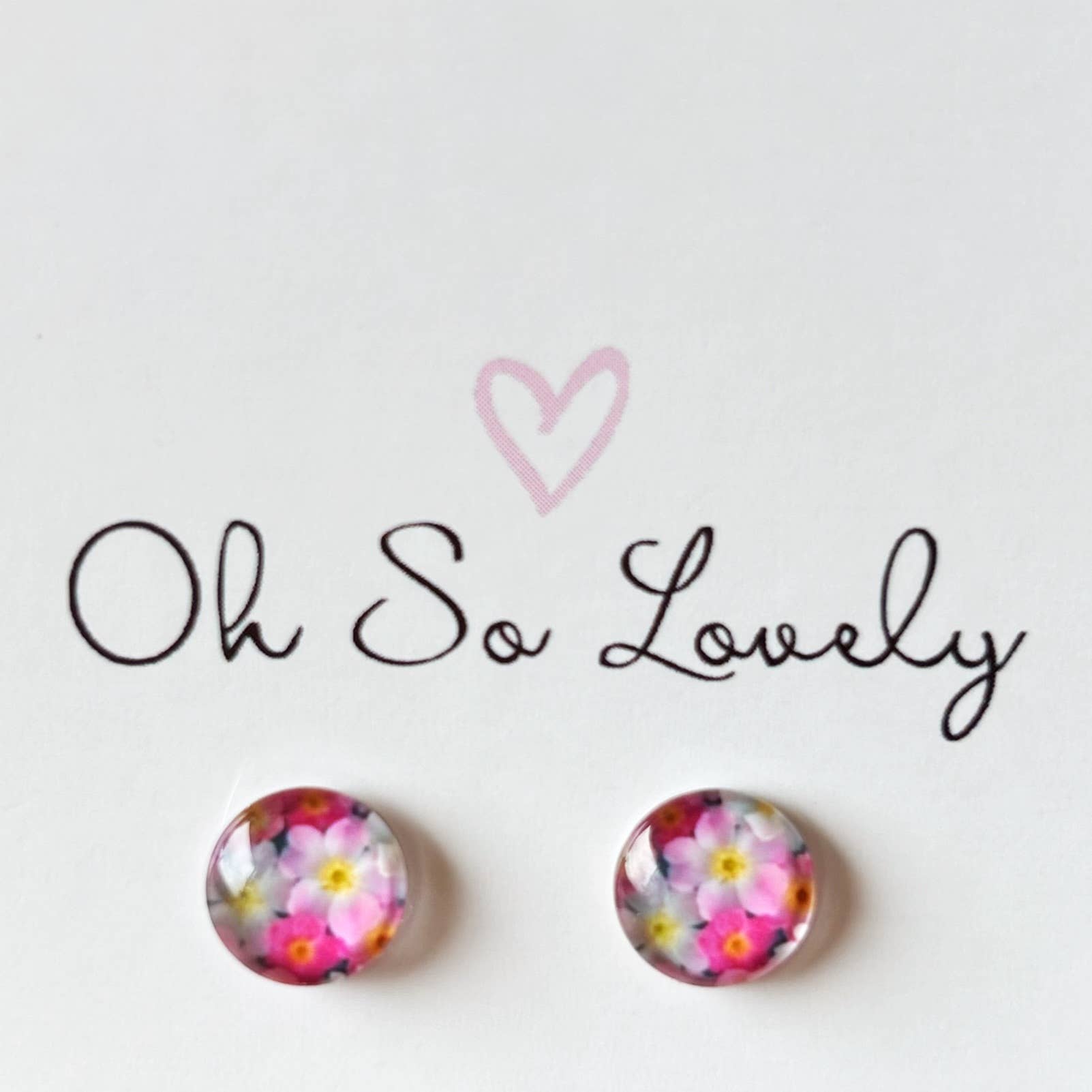 Spring Pink Floral Stud Earrings