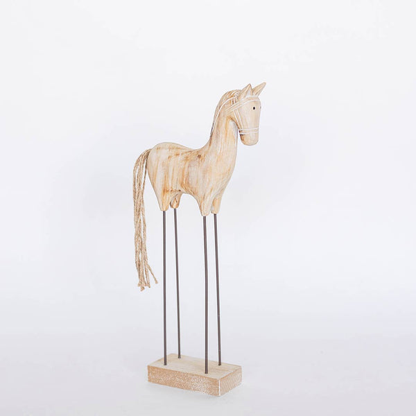 Wooden Horse, Large - Magnolia Flowers