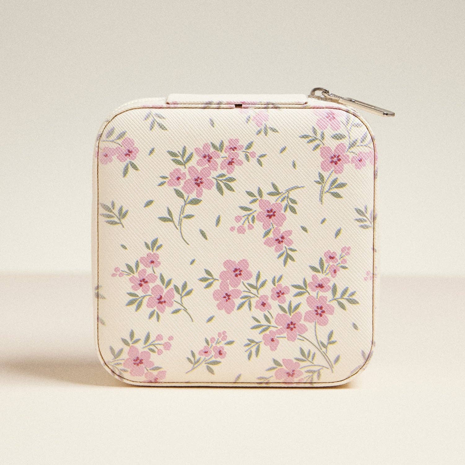 Pink Flower Pattern Jewelry Box -Travel Size