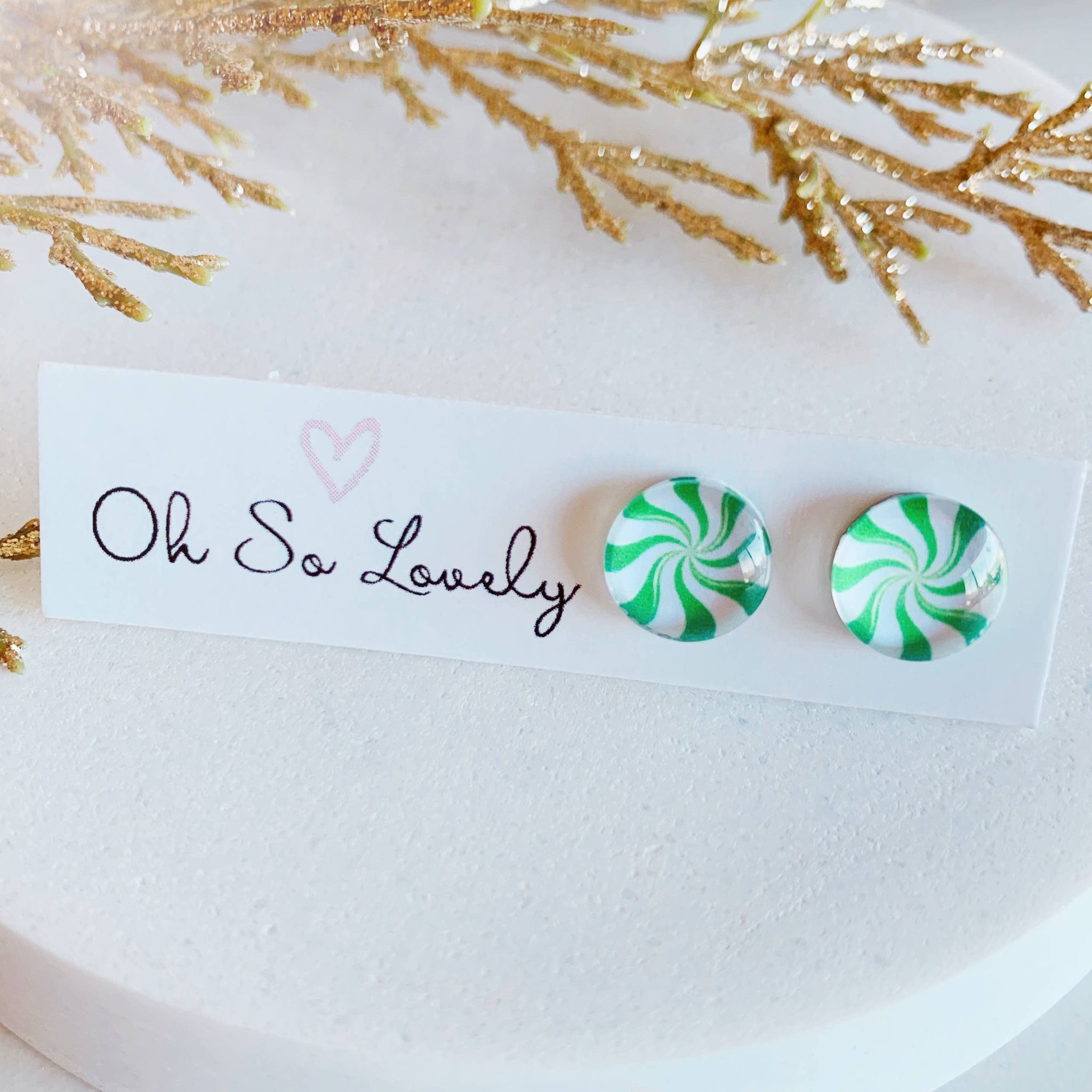 Candy Swirl green stud earrings