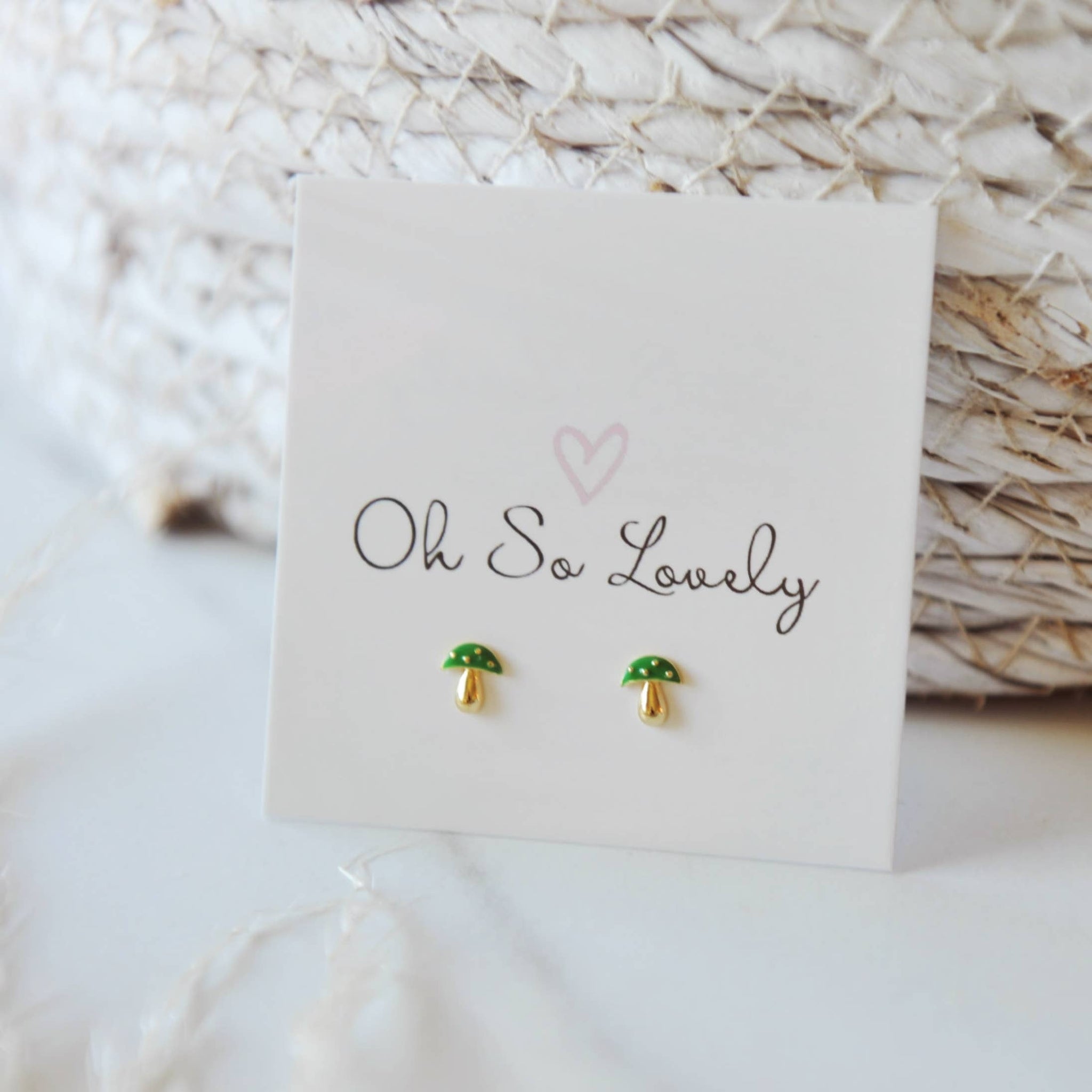 Mushroom Stud Earrings (Green)