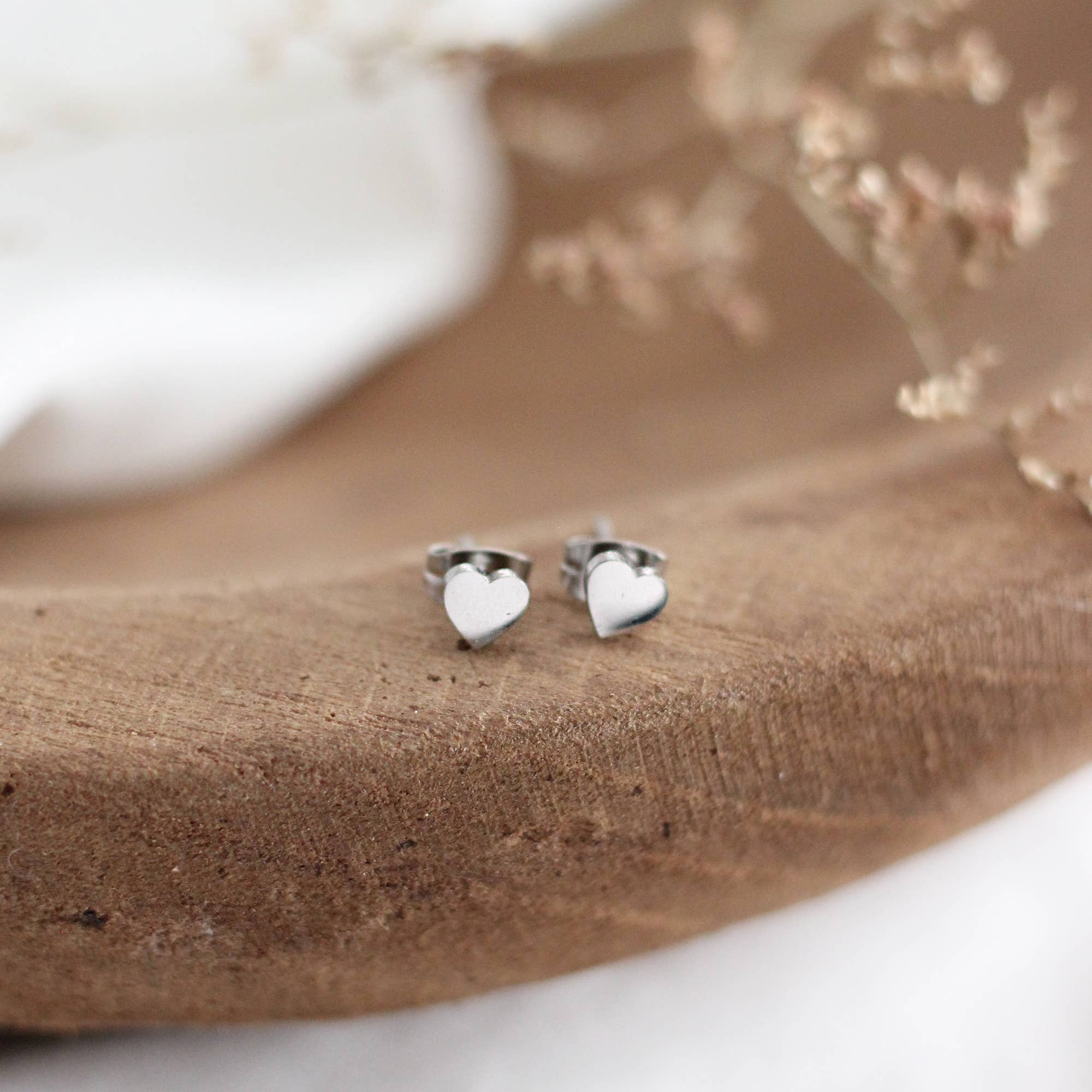 Mini Heart Earrings (Silver)