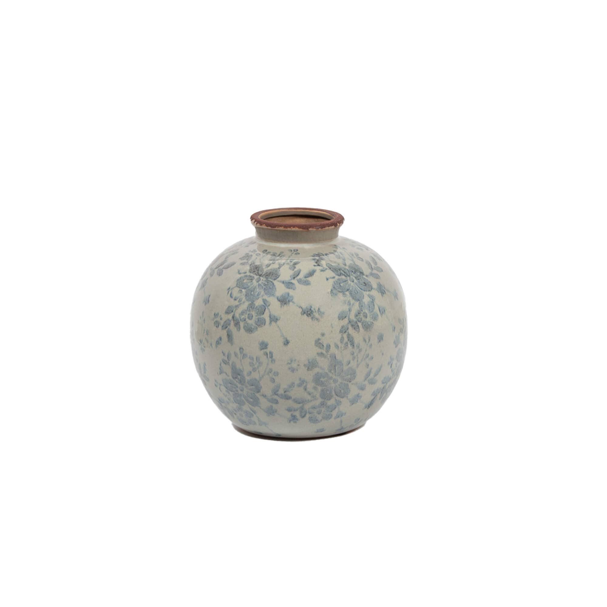 Blue Floral Round Vase