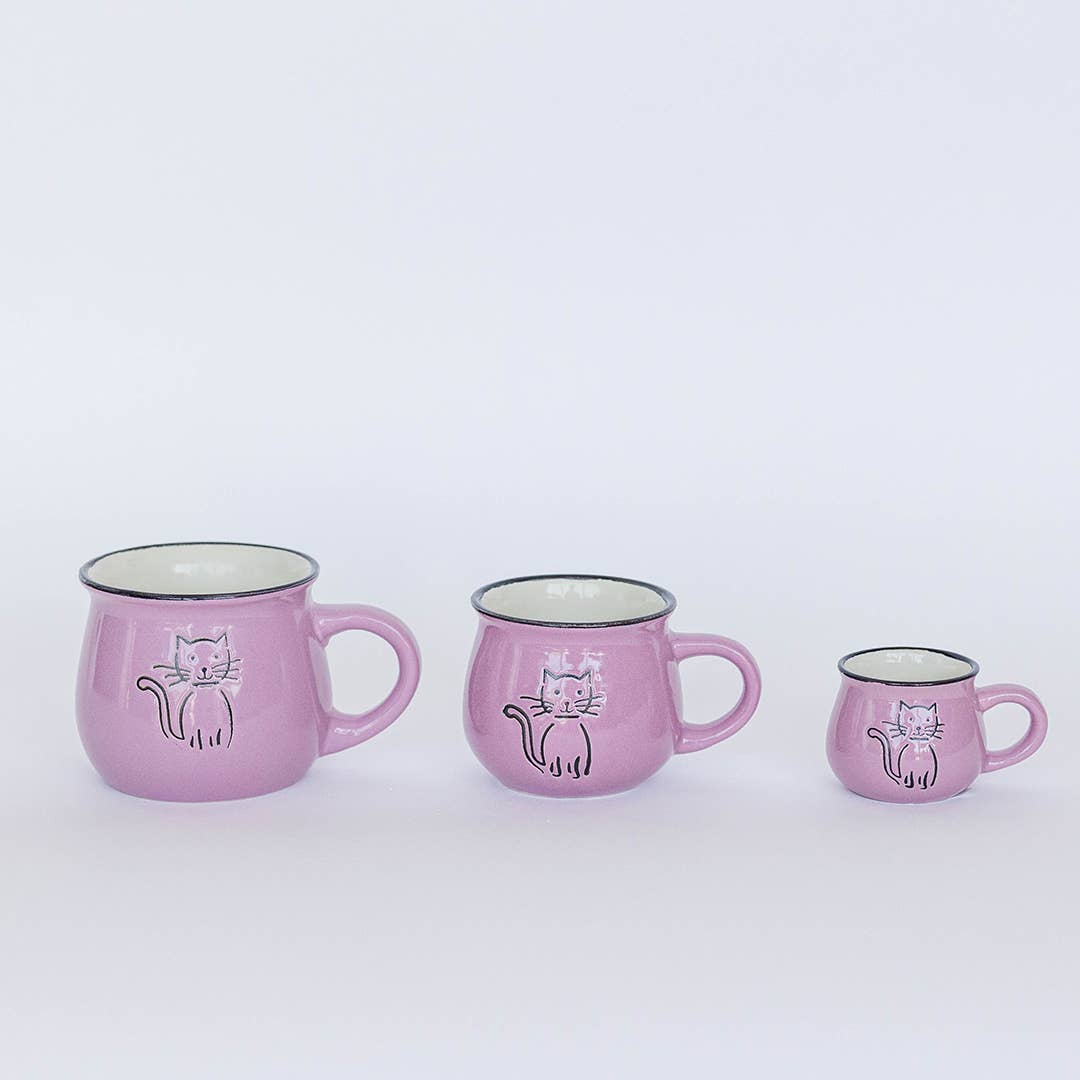 Ceramic Cat Mug, Large, 12 oz Mauve