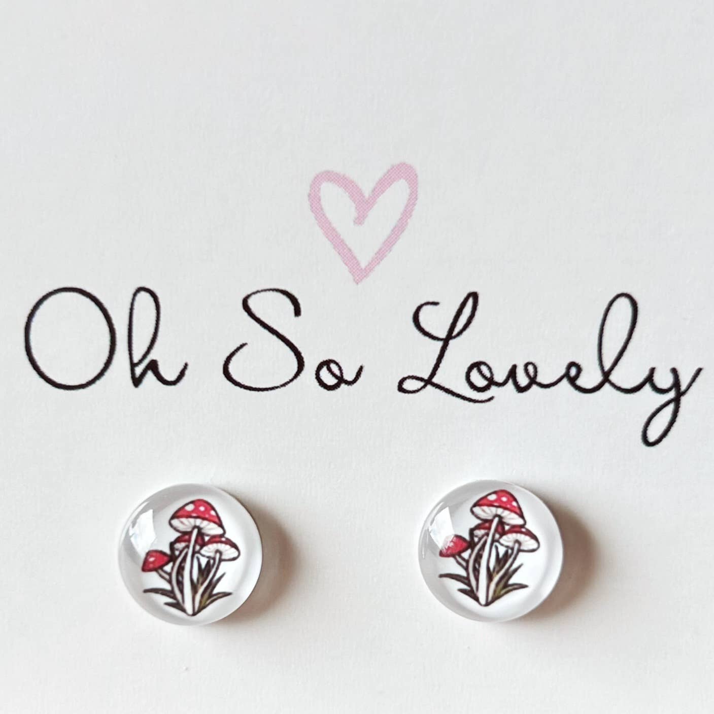 Mushroom Red Top Stud Earrings