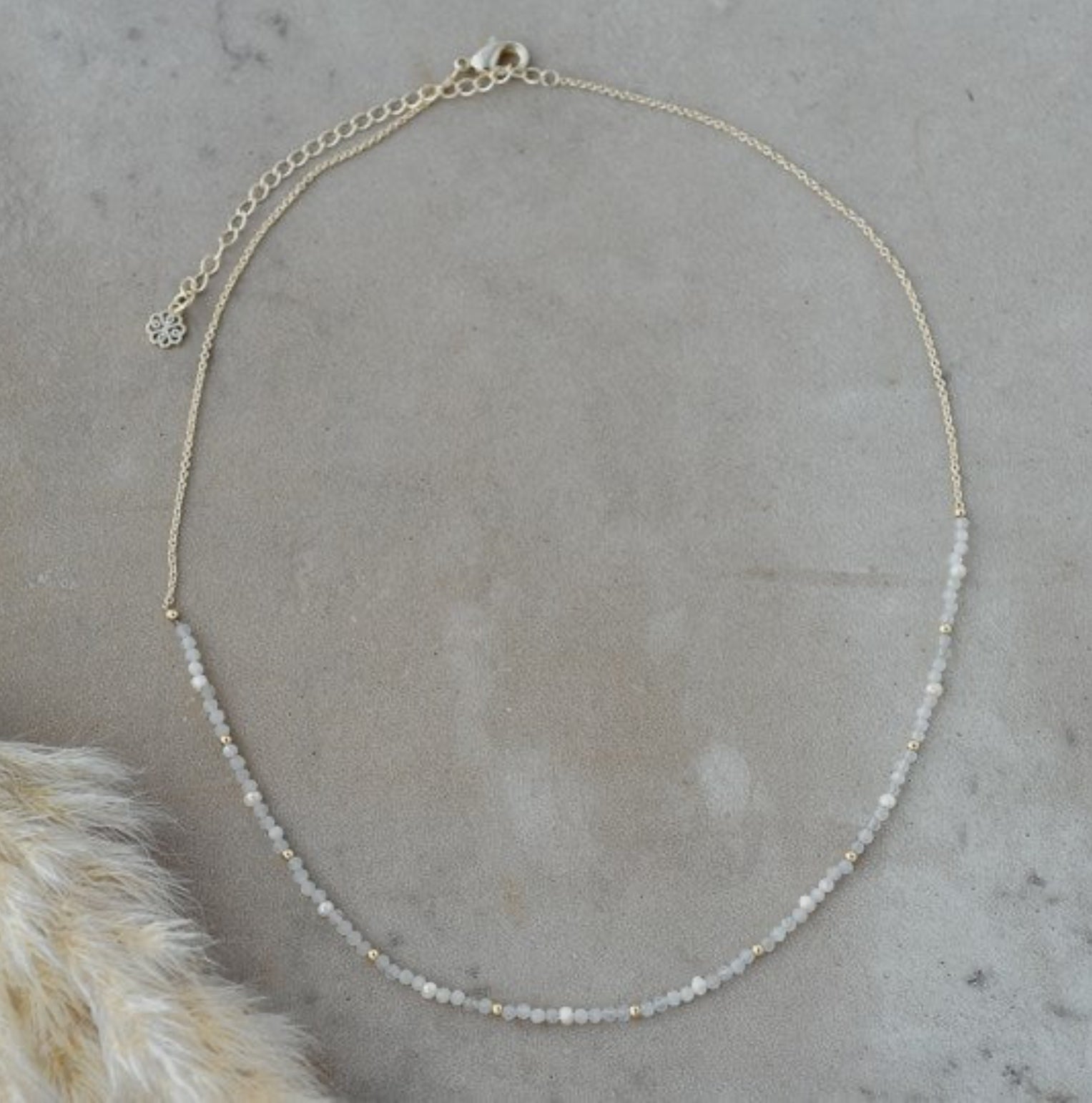 Beth Necklace - white moonstone/white pearl
